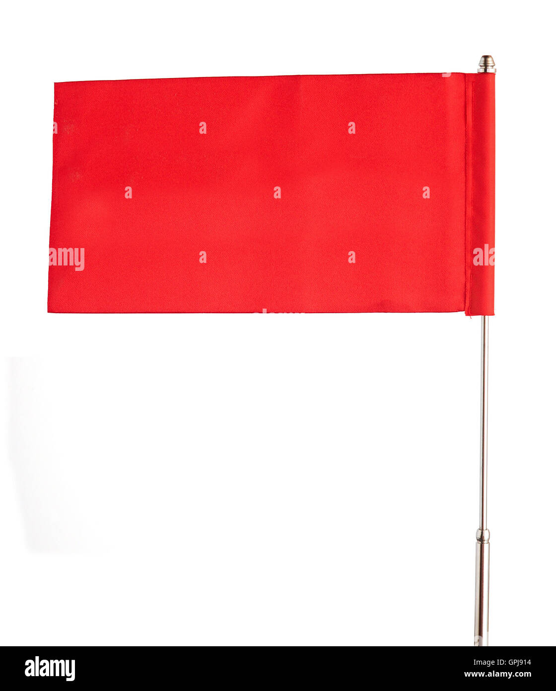 red flag waving on the wind. Isolated over white. Put your own t Stock