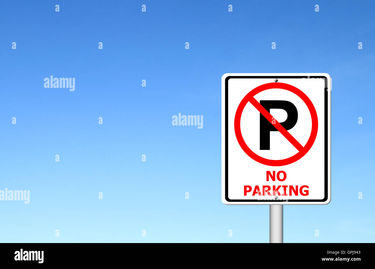 no parking sign with blue sky Stock Photo - Alamy