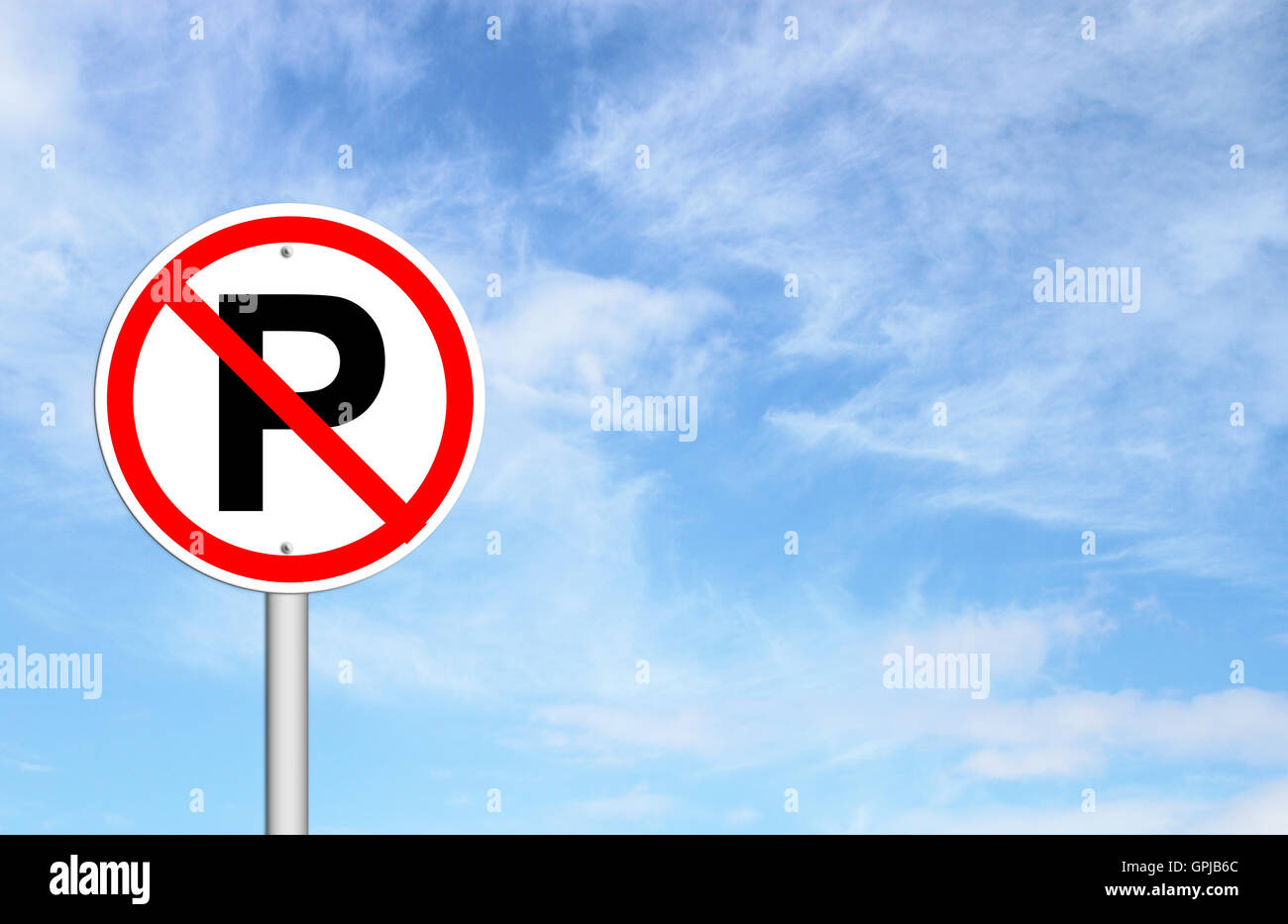 No parking sign over blue sky Stock Photo - Alamy