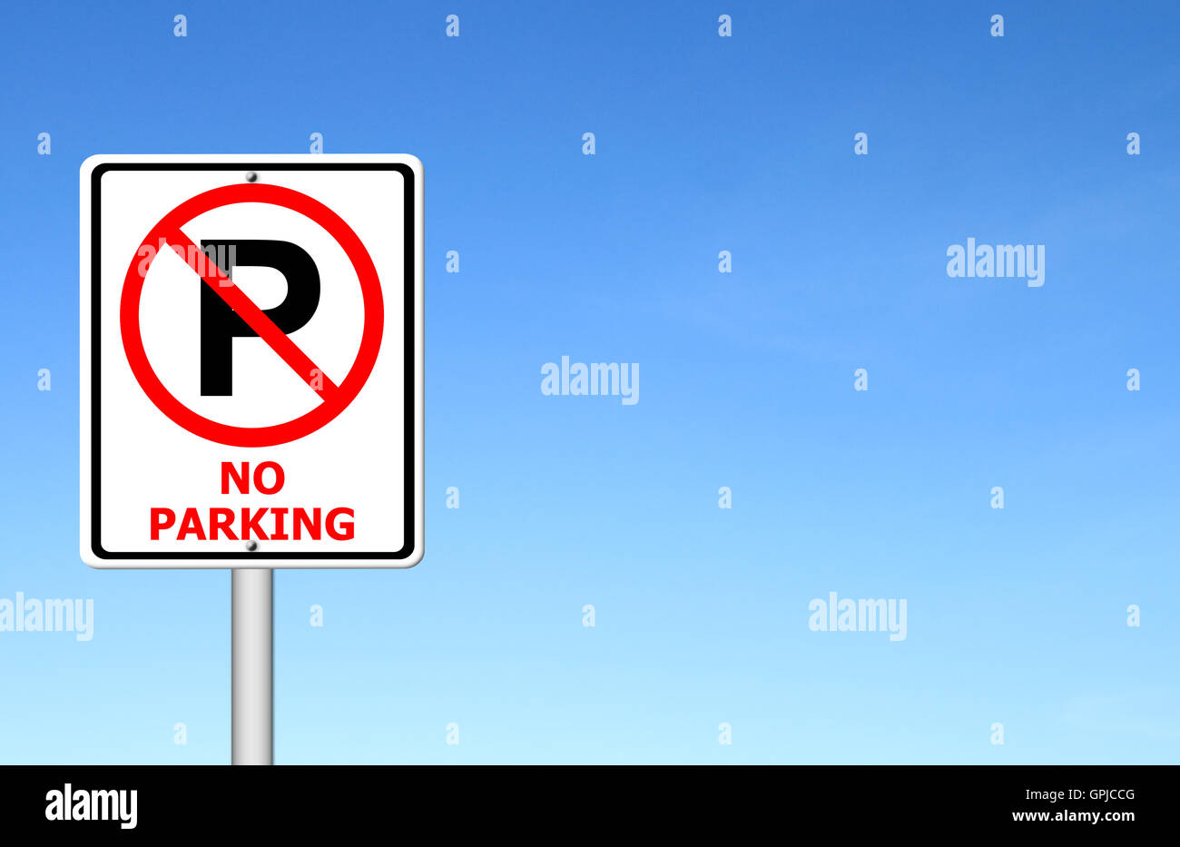 no parking sign with blue sky Stock Photo - Alamy
