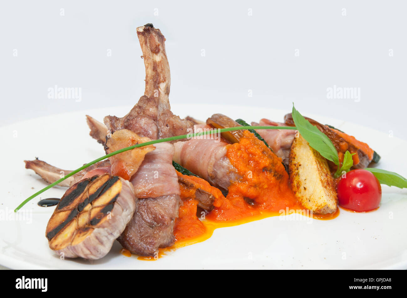 roasted veal rib Stock Photo Alamy