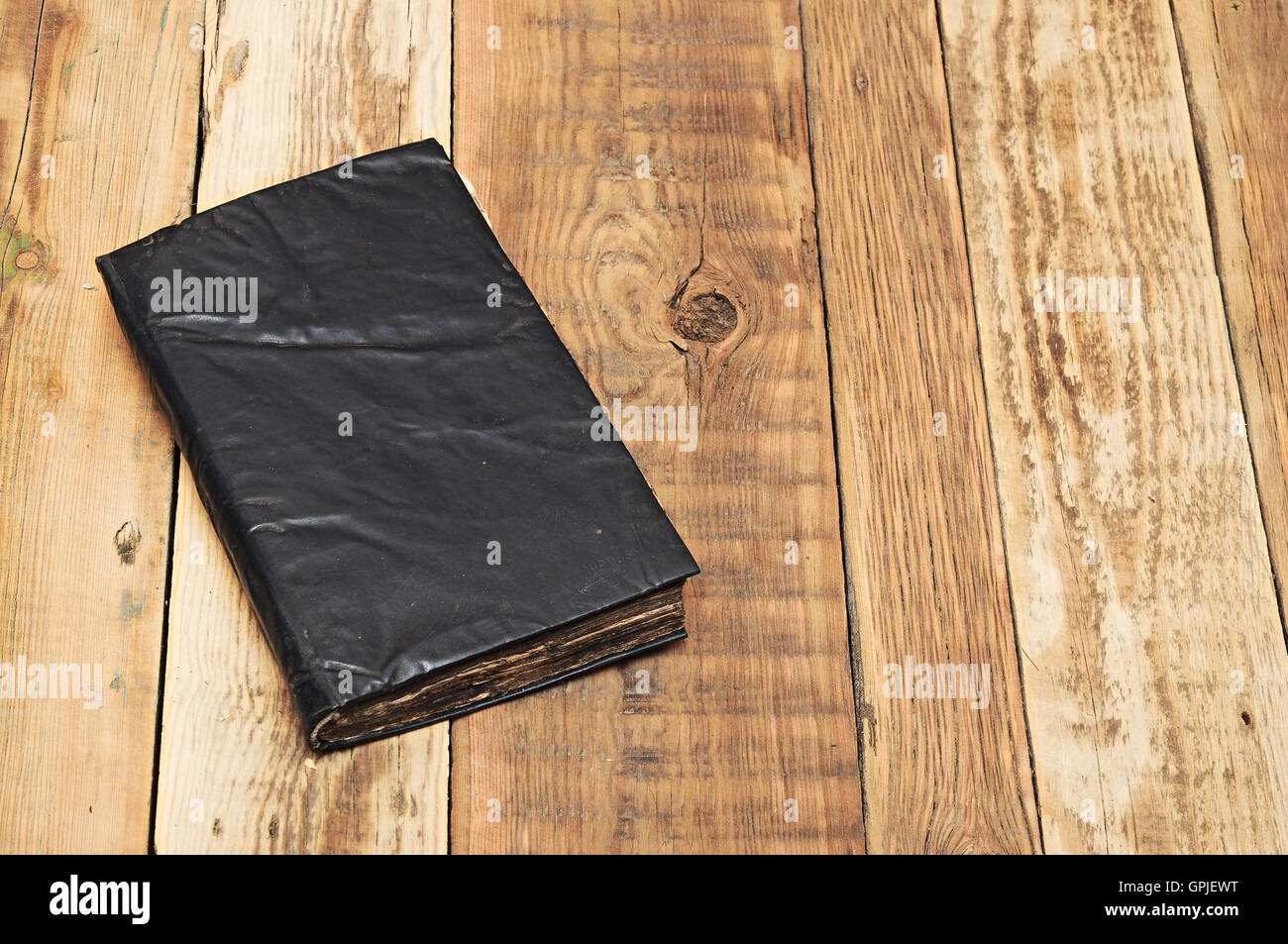 antique book on wood  on wooden table Stock Photo