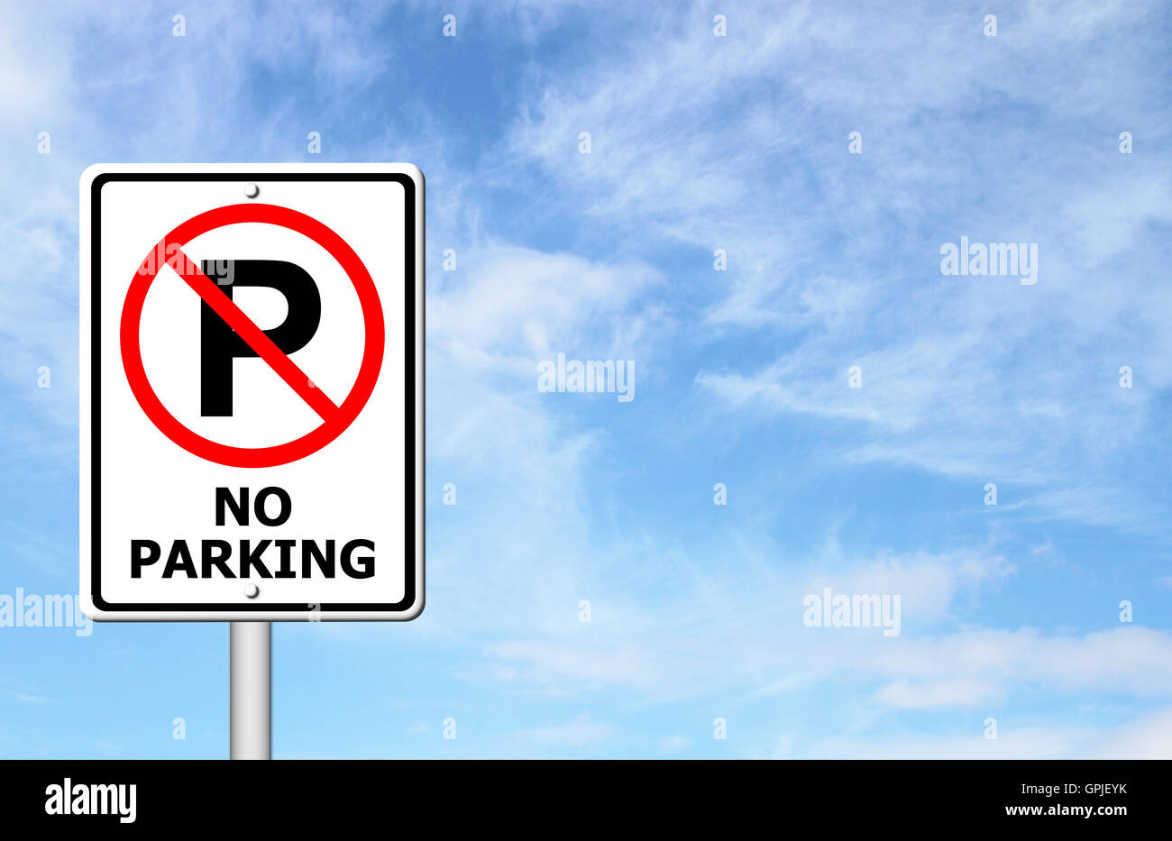 No parking sign with blue sky Stock Photo - Alamy