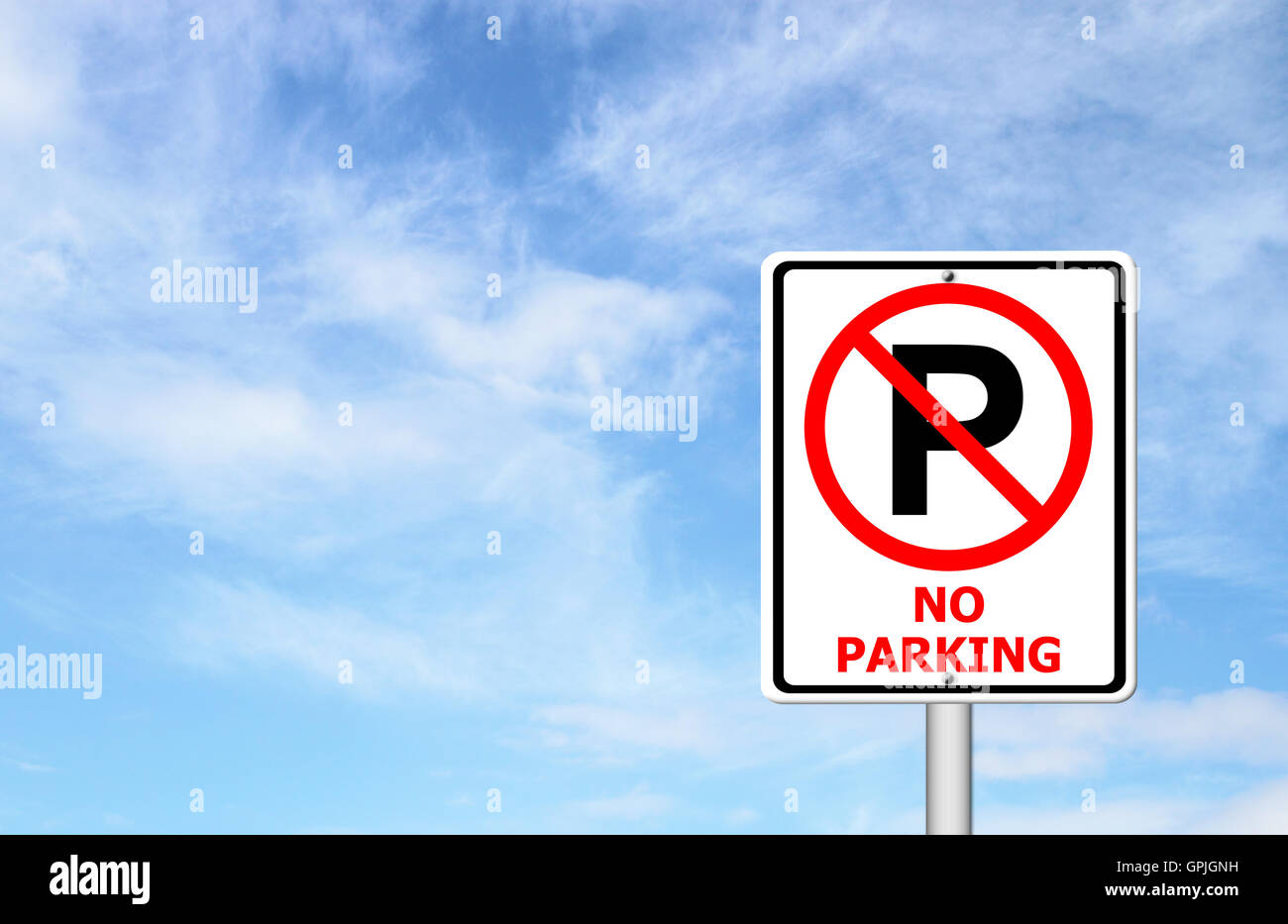 no parking sign with blue sky Stock Photo - Alamy