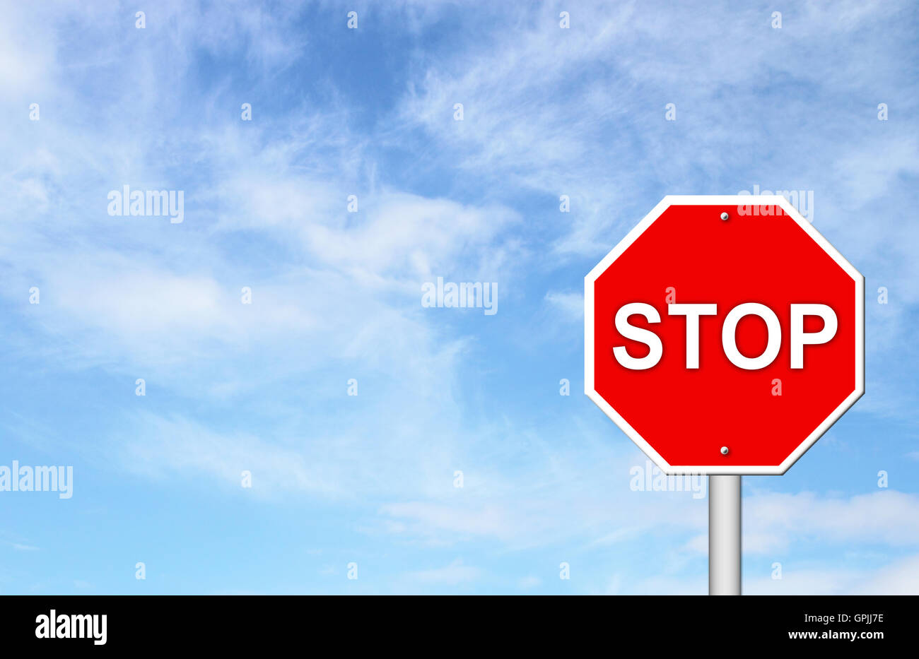 stop sign with blue sky Stock Photo Alamy