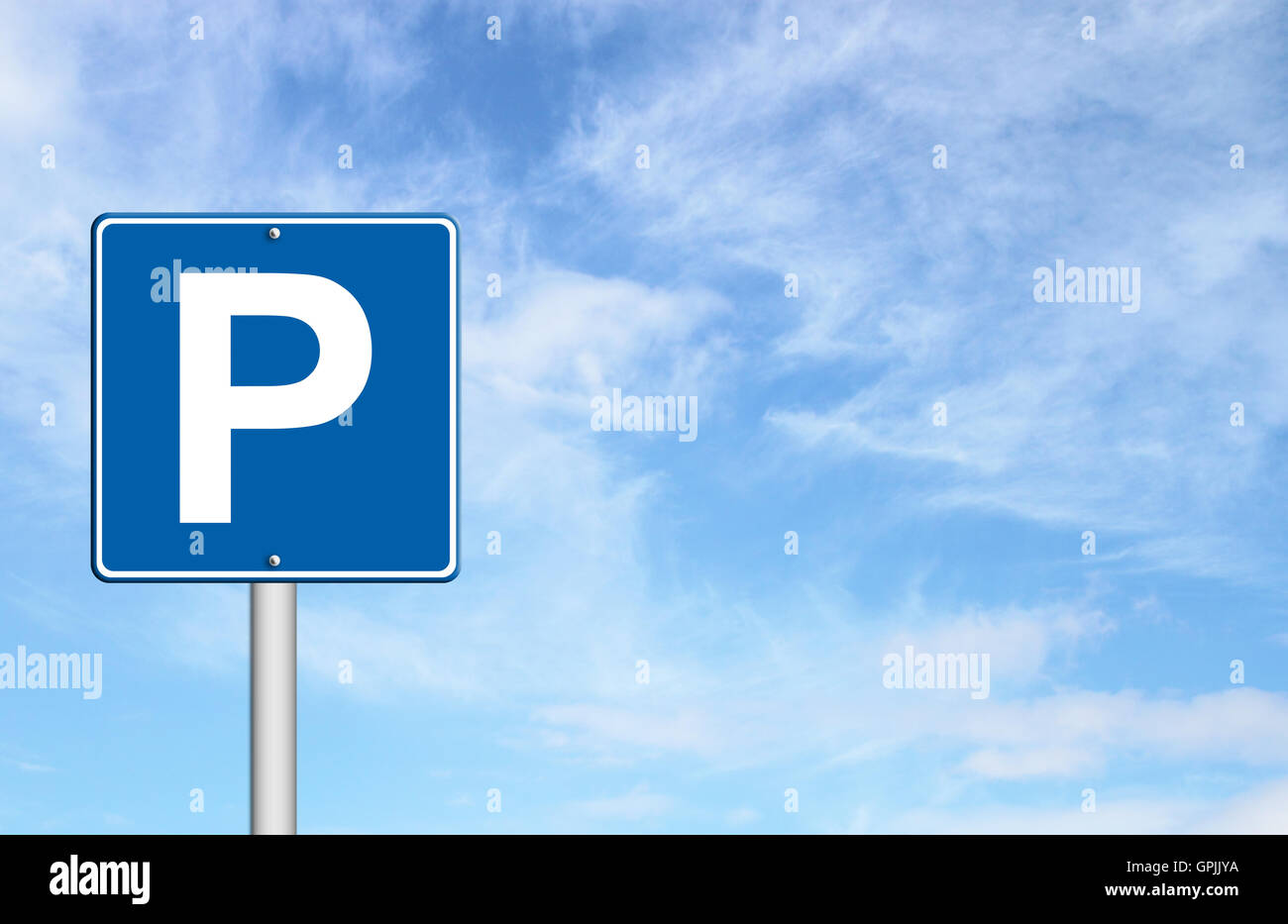 Parking traffic sign with blue sky Stock Photo - Alamy