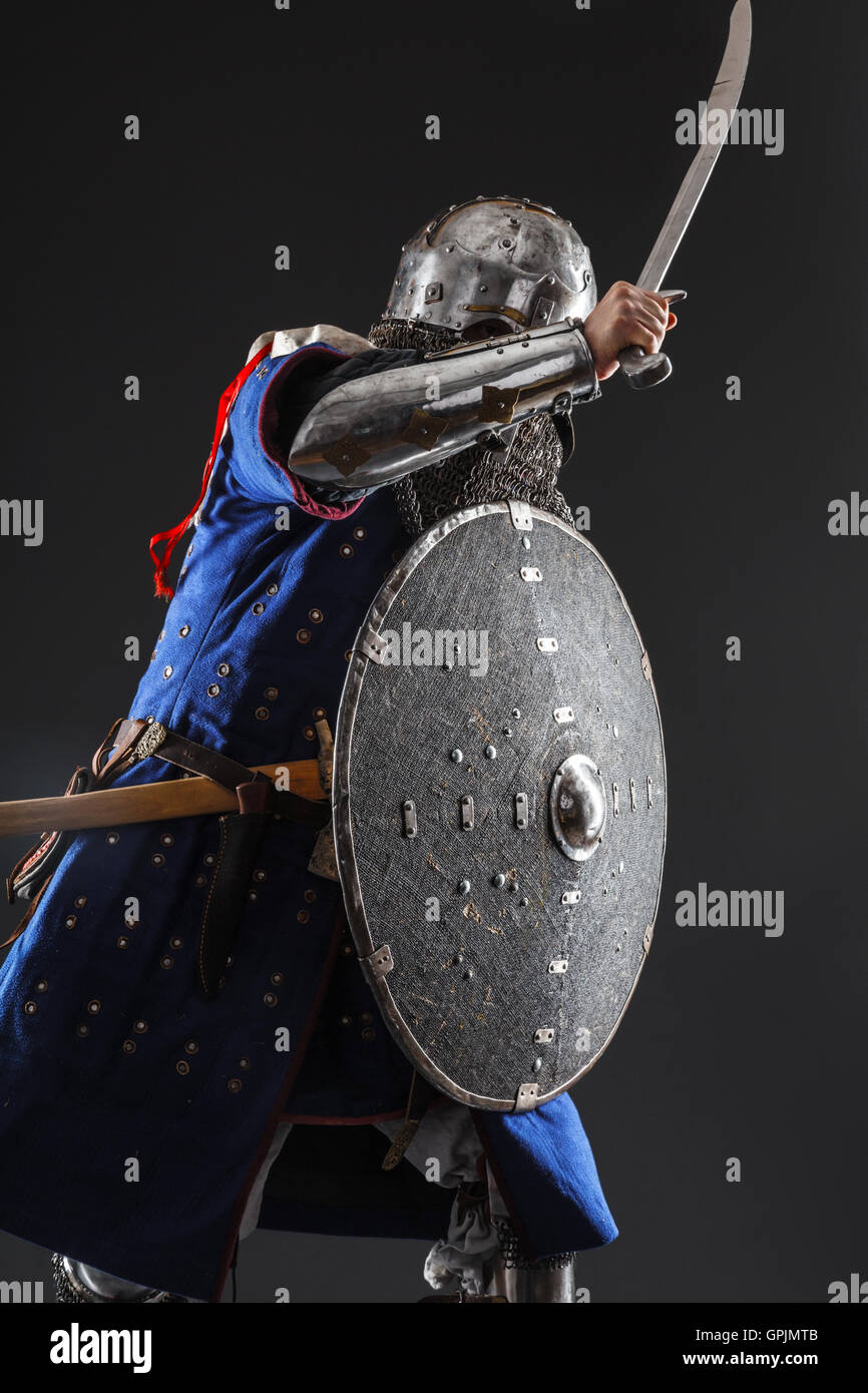 Mongol warrior in armour Stock Photo