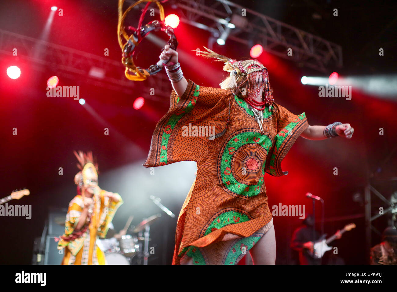 Larmer Tree Gardens, Dorset, UK. 3rd September, 2016. GOAT performing on the Woods Stage on day 3 of the 2016 End of the Road Festival in Larmer Tree Gardens in Dorset. Picture date: Saturday September 3, 2016. Photo credit: Roger Garfield/Alamy Live News Stock Photo