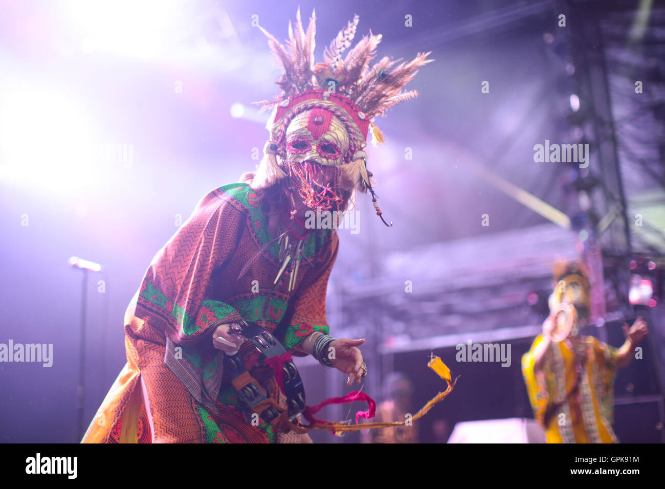 Larmer Tree Gardens, Dorset, UK. 3rd September, 2016. GOAT performing on the Woods Stage on day 3 of the 2016 End of the Road Festival in Larmer Tree Gardens in Dorset. Picture date: Saturday September 3, 2016. Photo credit: Roger Garfield/Alamy Live News Stock Photo