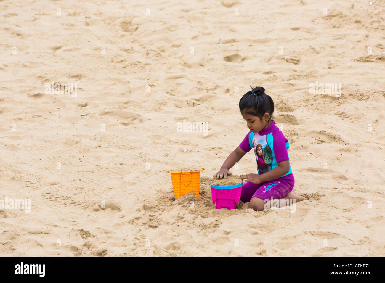 Bournemouth, Dorset, UK 4 September 2016.Young girl wearing Frozen