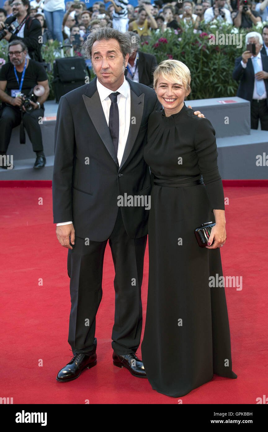 Venice, Italien. 03rd Sep, 2016. Paolo Sorrentino and Daniela D'Antonio attending the 'The Young Pope' premiere at the 73rd Venice International Film Festival on September 03, 2016 | Verwendung weltweit /picture alliance © dpa/Alamy Live News Stock Photo