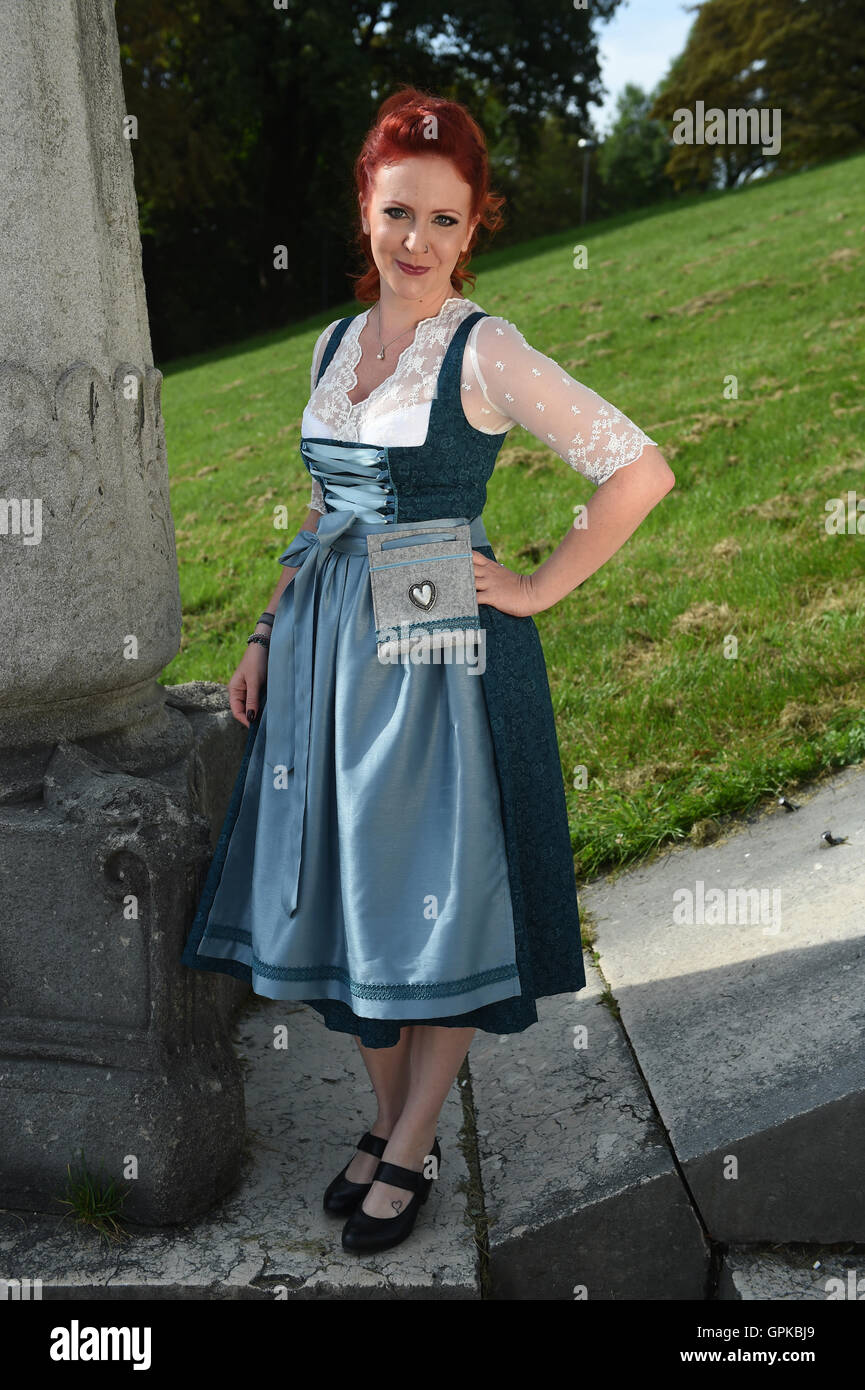 Munich, Germany. 4th Sep, 2016. EXCLUSIVE - The model Susanna Chmiel in  TrachtenBrummsel by designer Quendolyn posing at the Dirndl summit near the  Bavaria in Munich, Germany, 4 September 2016. Every year,