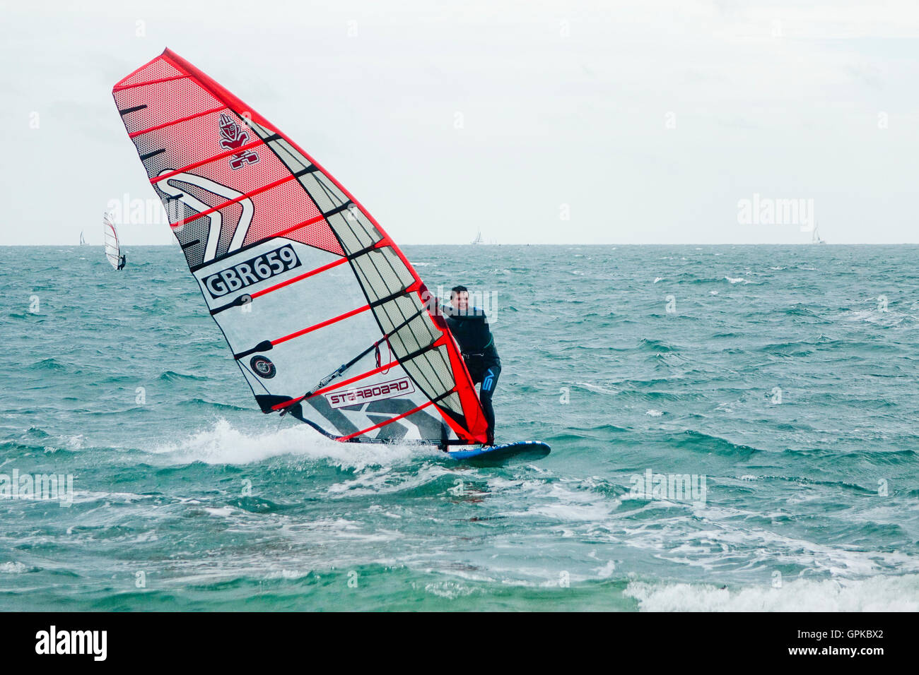 Hayling Island, UK. 3rd September 2016. UK windsurfing champion James