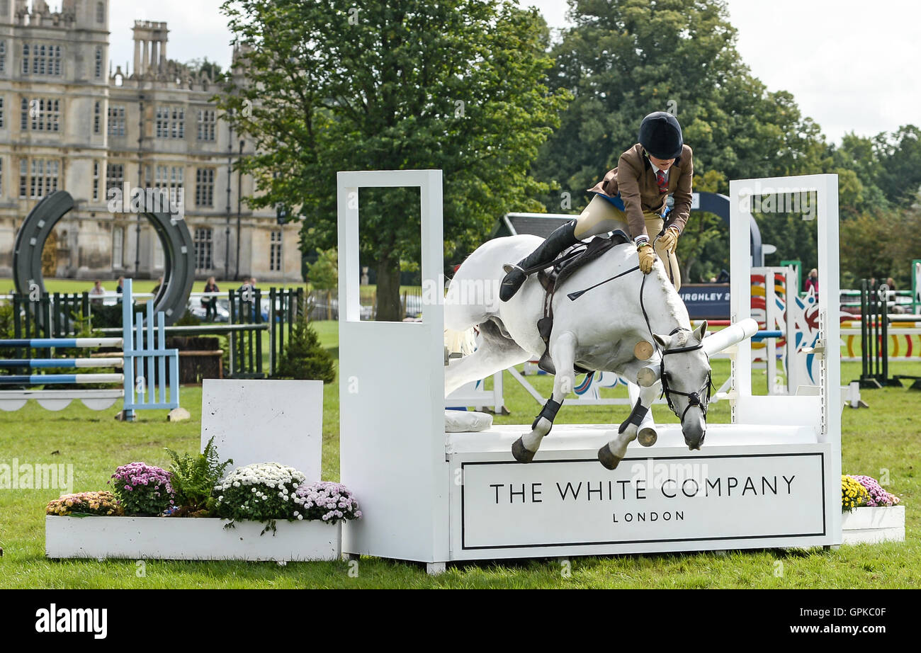 Stamford Lincolnshire September 4th 2016 Child rider takes a dramatic