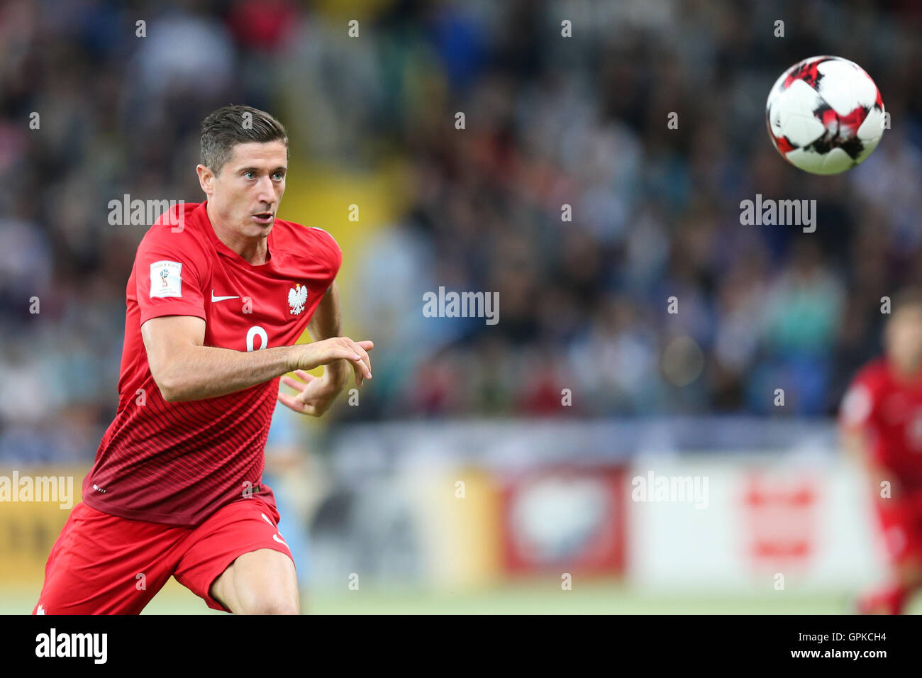 Astana, Kazakhstan. 4th September, 2016. Robert Lewandowski (POL). Kazakhstan versus Poland, FIFA World Cup 2018 qualifier. The game ended in a 2-2 draw Credit: Action Plus Sports Images/Alamy Live News Stock Photo