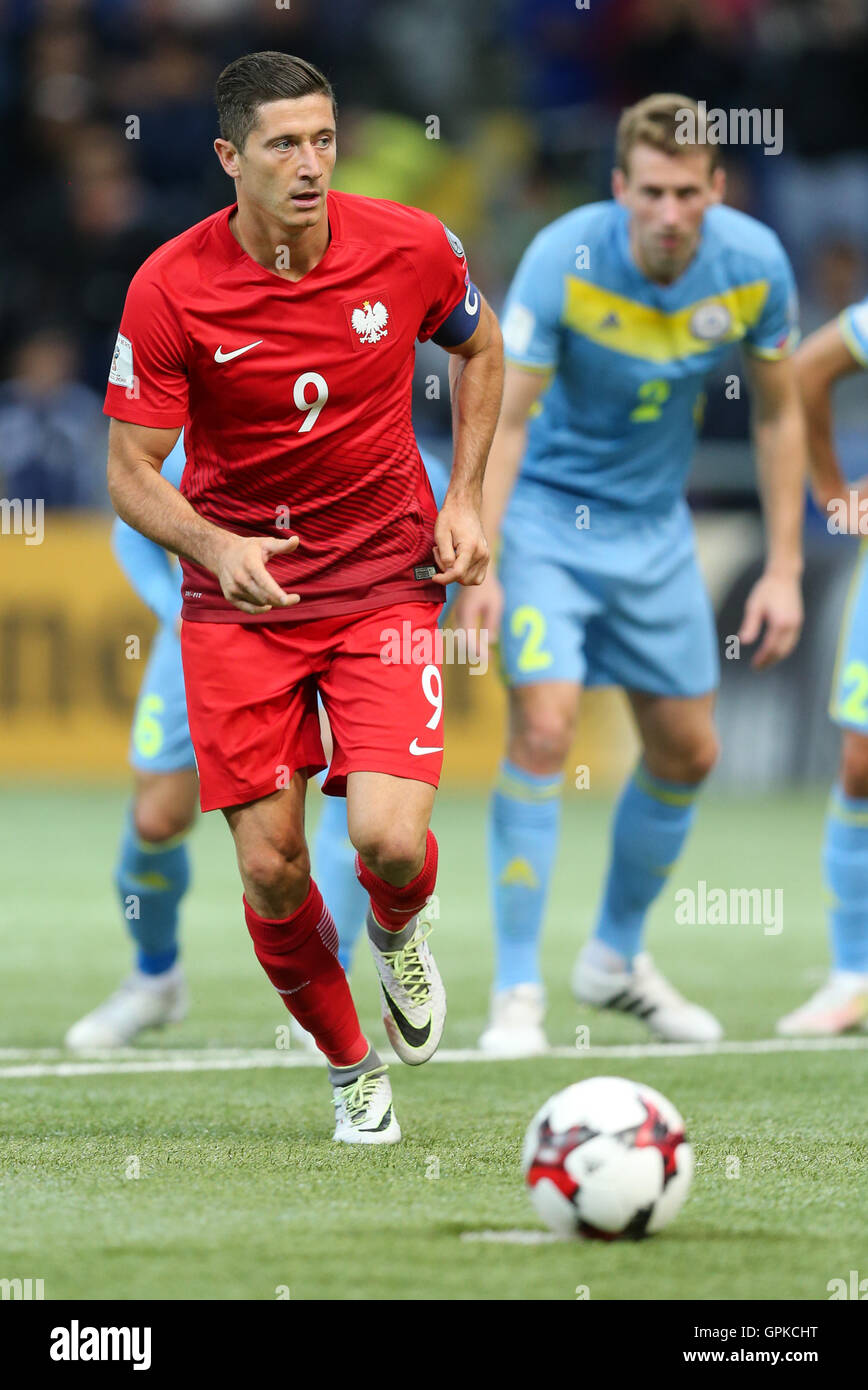 Astana, Kazakhstan. 4th September, 2016. Robert Lewandowski (POL), scores from the penalty spot. Kazakhstan versus Poland, FIFA World Cup 2018 qualifier. The game ended in a 2-2 draw Credit: Action Plus Sports Images/Alamy Live News Stock Photo