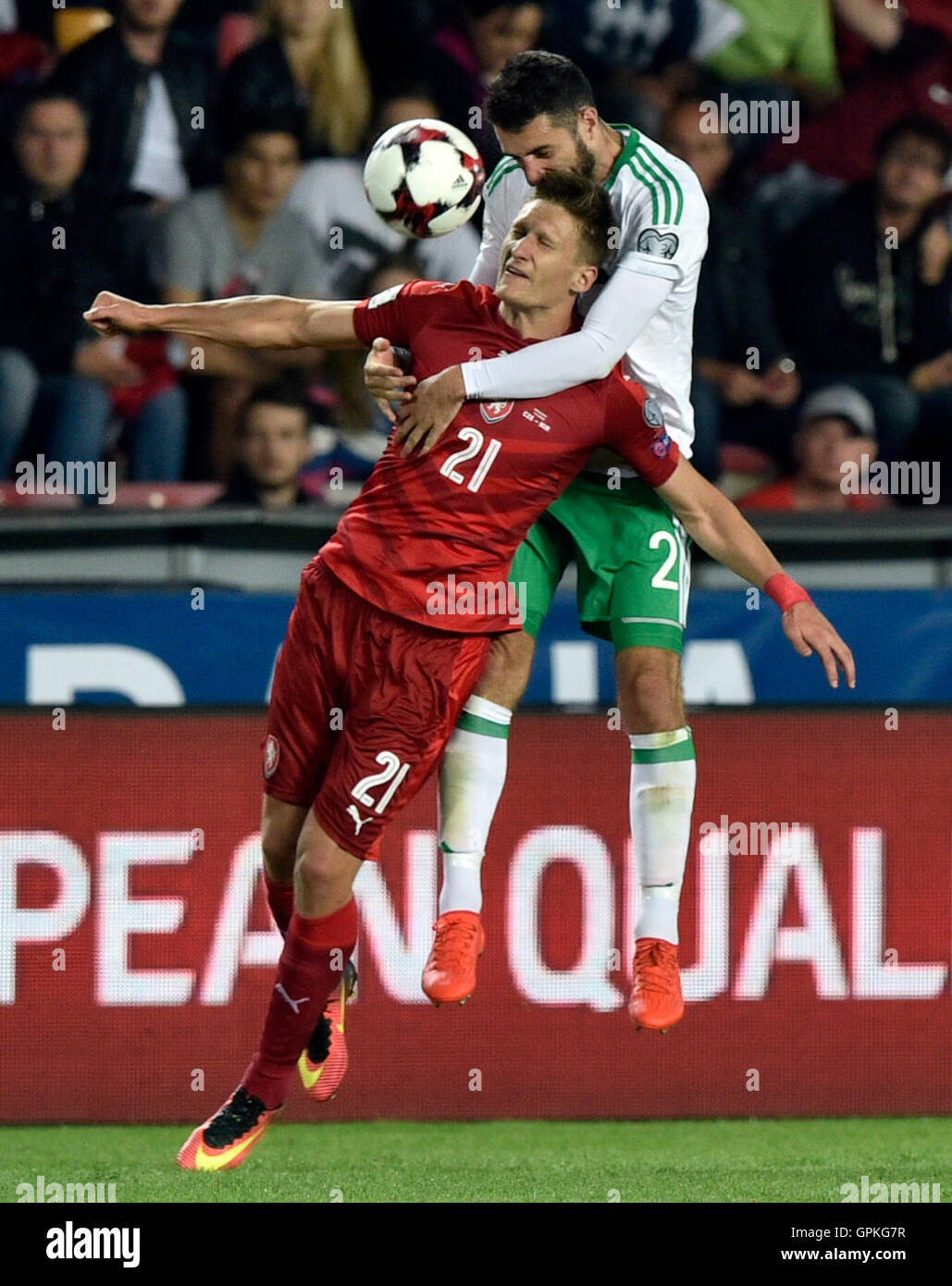 AC Sparta Praha defeat SK Slavia Prague in the Czech Soccer League match  played in Prague, Czech Republic on September 28, 2013. From left: Pavel  Kaderabek of Sparta, Martin Hurka of Slavia