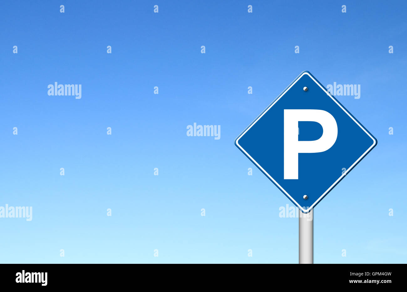 Parking traffic sign with blue sky Stock Photo - Alamy