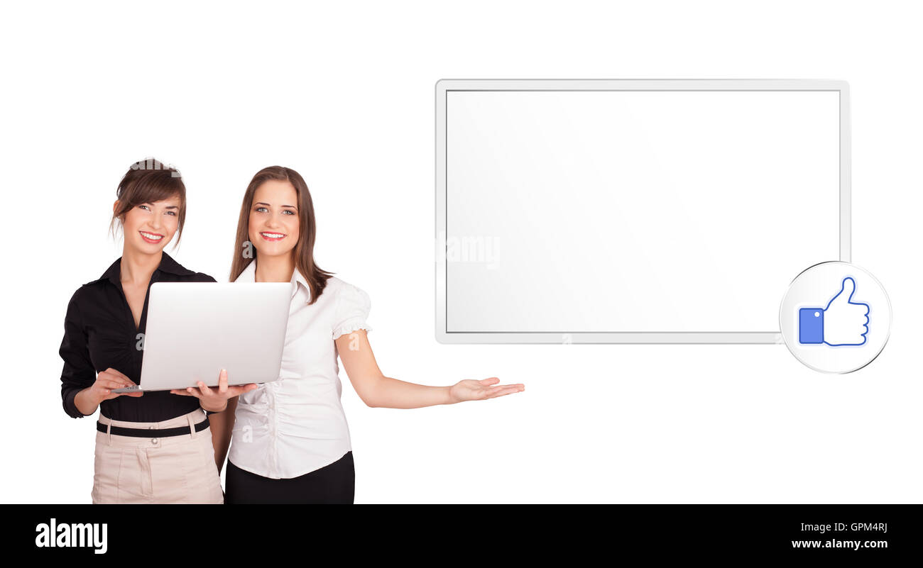 young women presenting modern copy space Stock Photo - Alamy