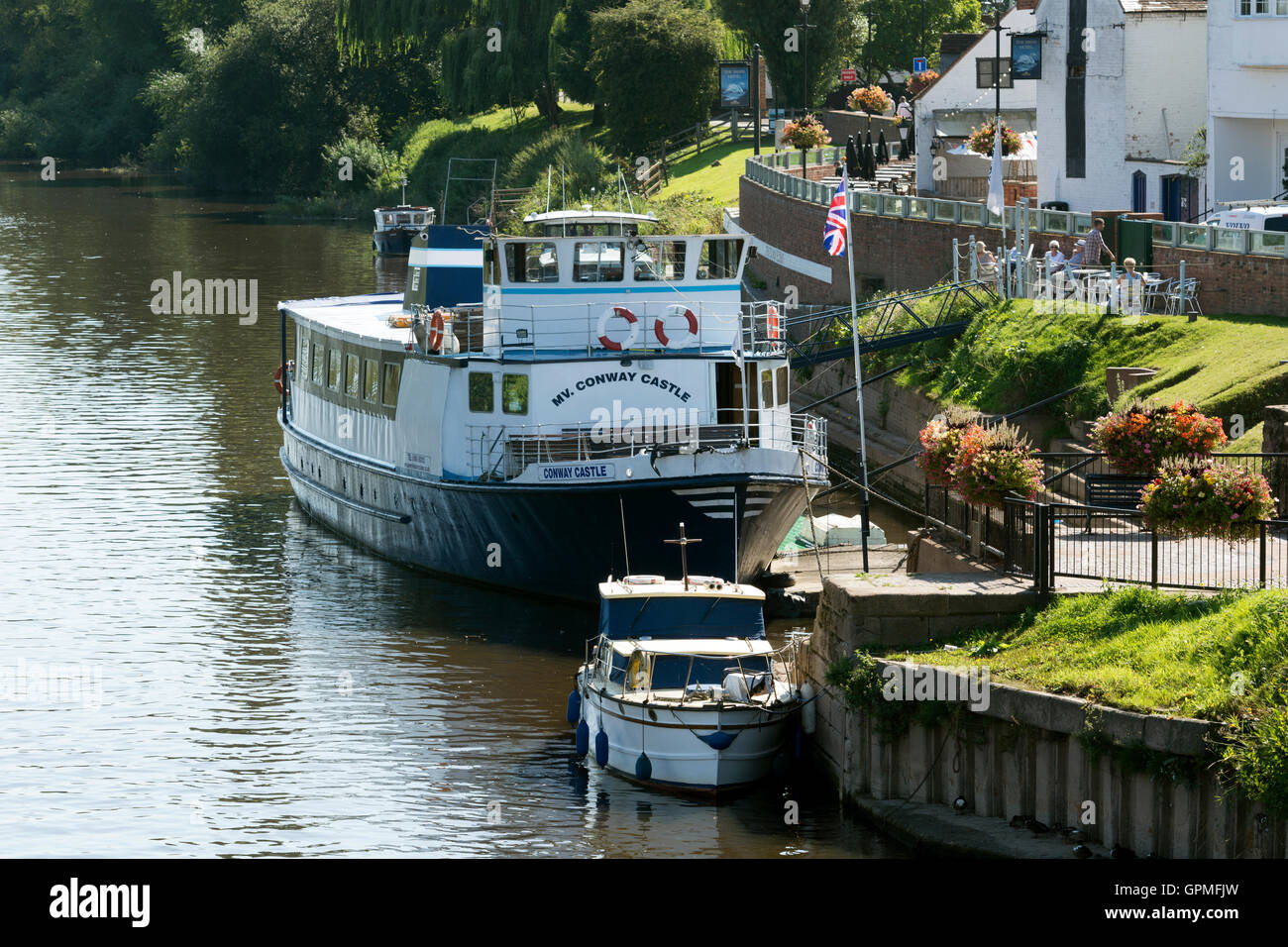 River upton severn moored conway castle boat hires stock photography