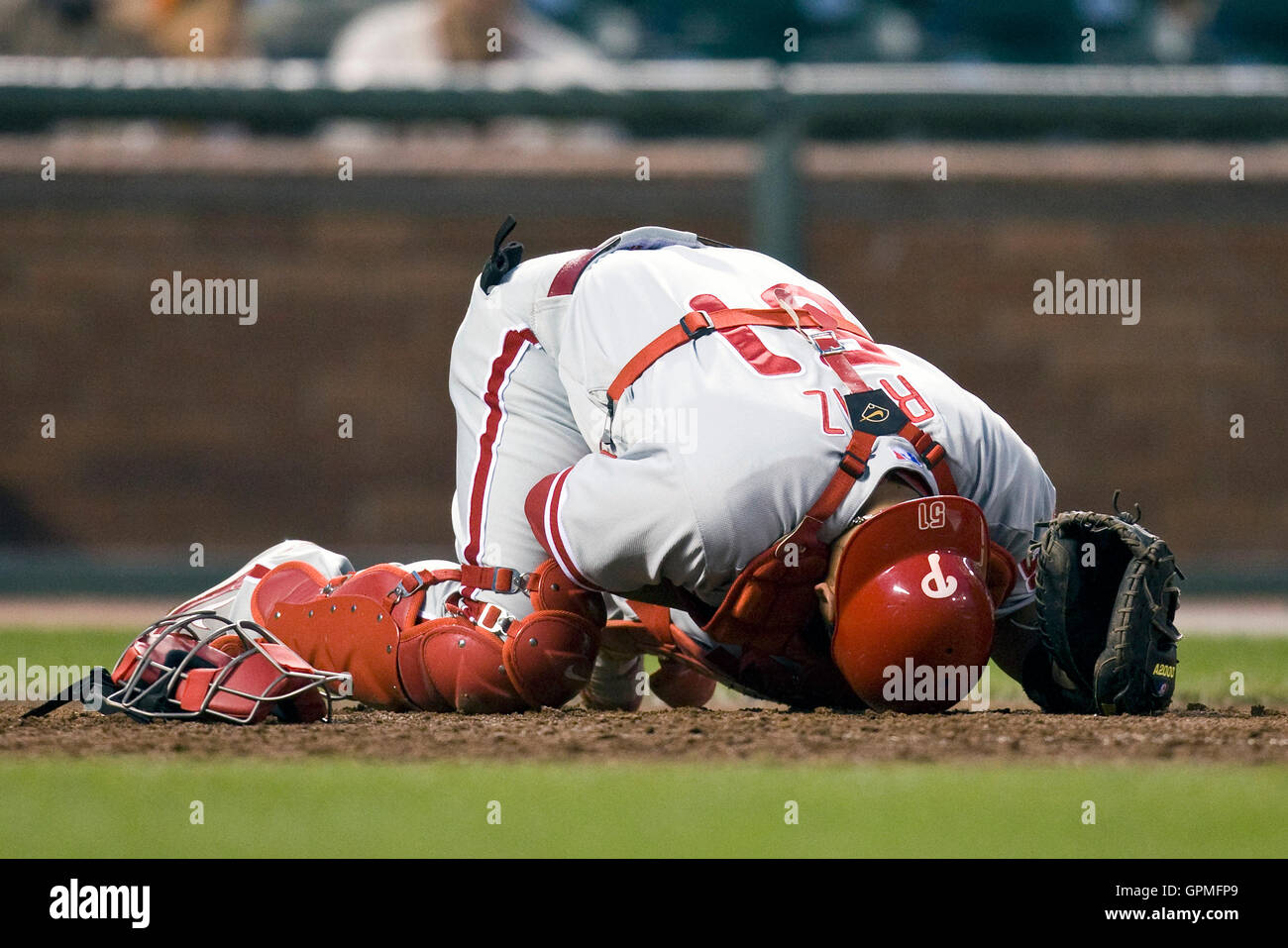 April 27, 2010; San Francisco, CA, USA; Philadelphia Phillies catcher