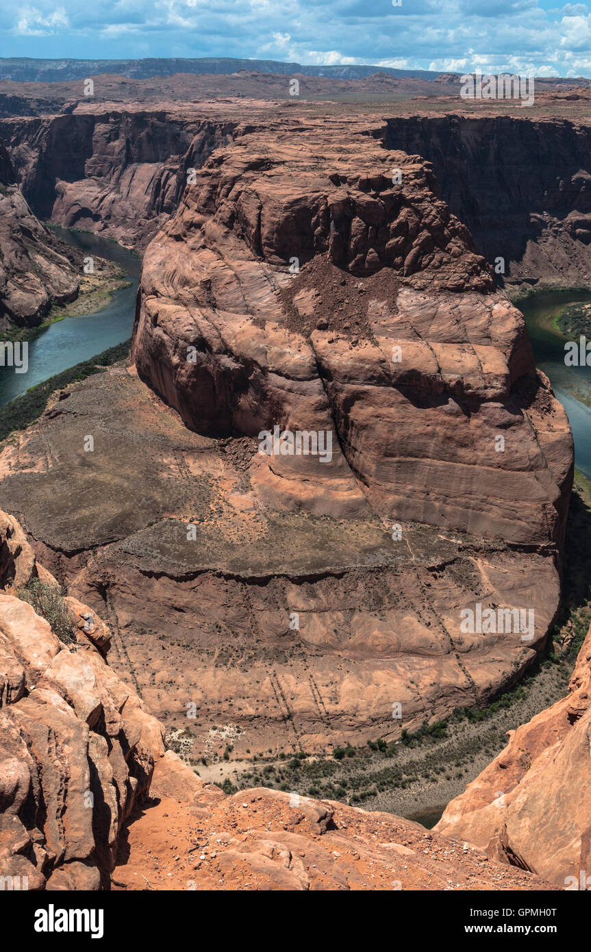 Horseshoe Bend in the Colorado River meanders near Page, Arizona Stock Photo