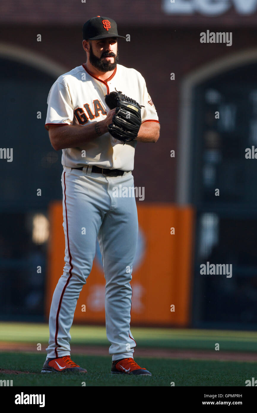 August 9, 2011; San Francisco, CA, USA; San Francisco Giants relief pitcher  Brian Wilson (38) stands