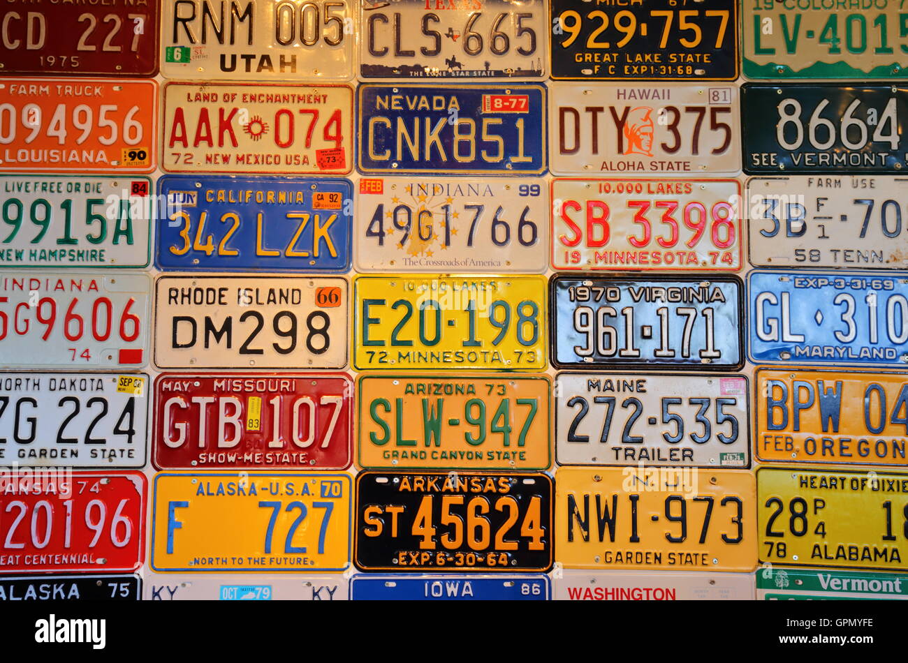 Colorful Collection Of License Plates Stock Photo Alamy