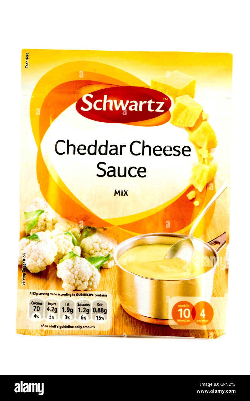 Schwartz Cheddar Cheese Sauce Recipe Mix Stock Photo Alamy