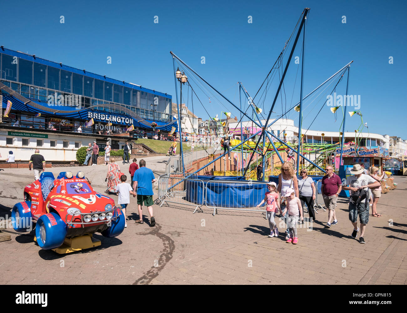 Bridlington Forum and Seafront Trampoline and Rides Yorkshire UK Stock