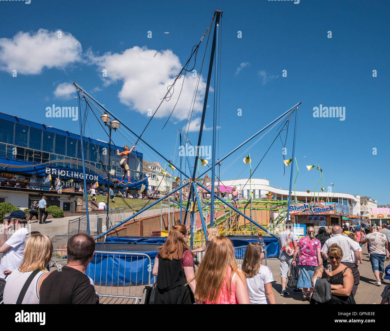 Bridlington Forum and Seafront Trampoline and Rides Yorkshire UK Stock