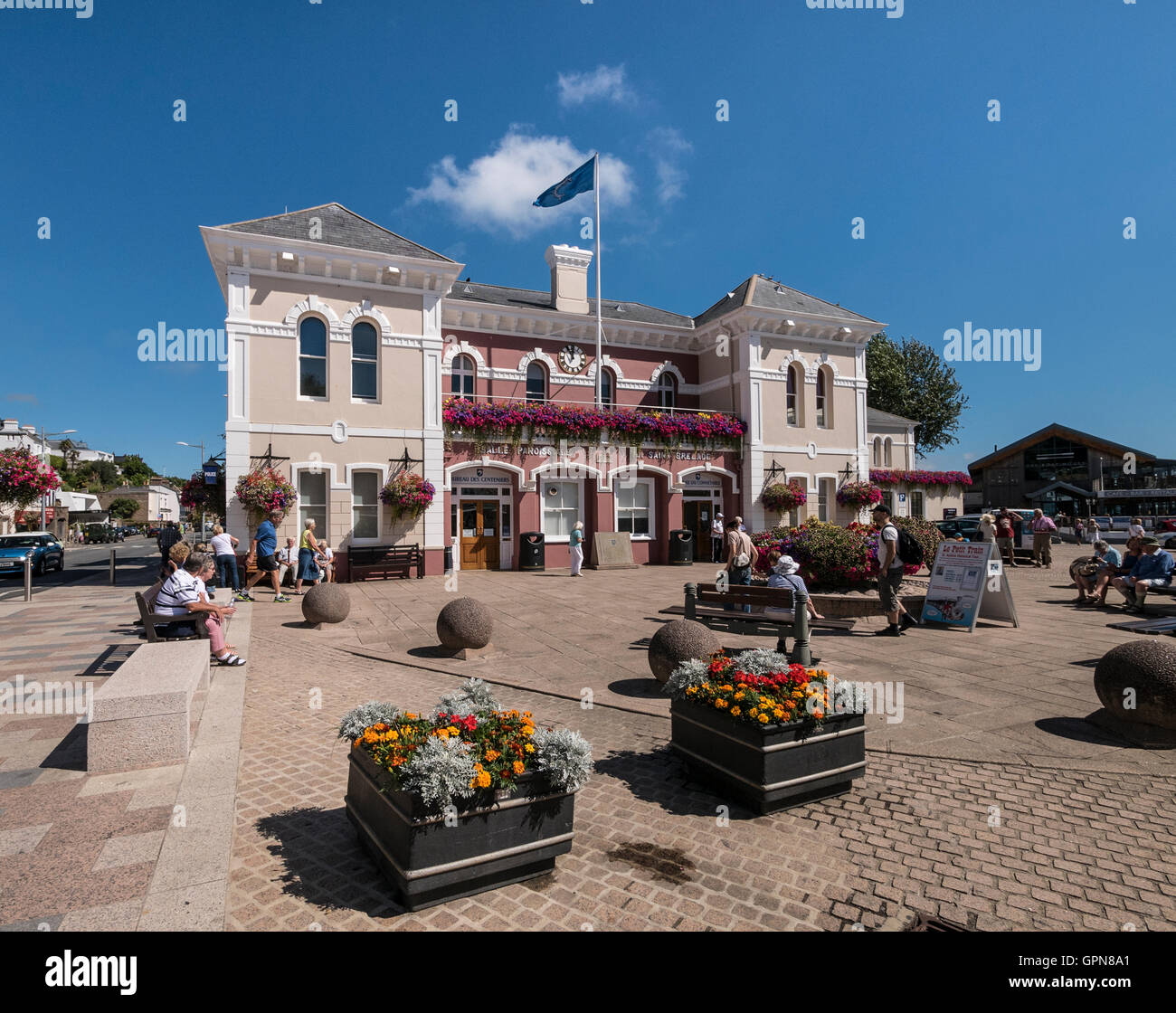 Parish Hall of St. Brelade in St. Aubin Jersey Channel Islands Stock