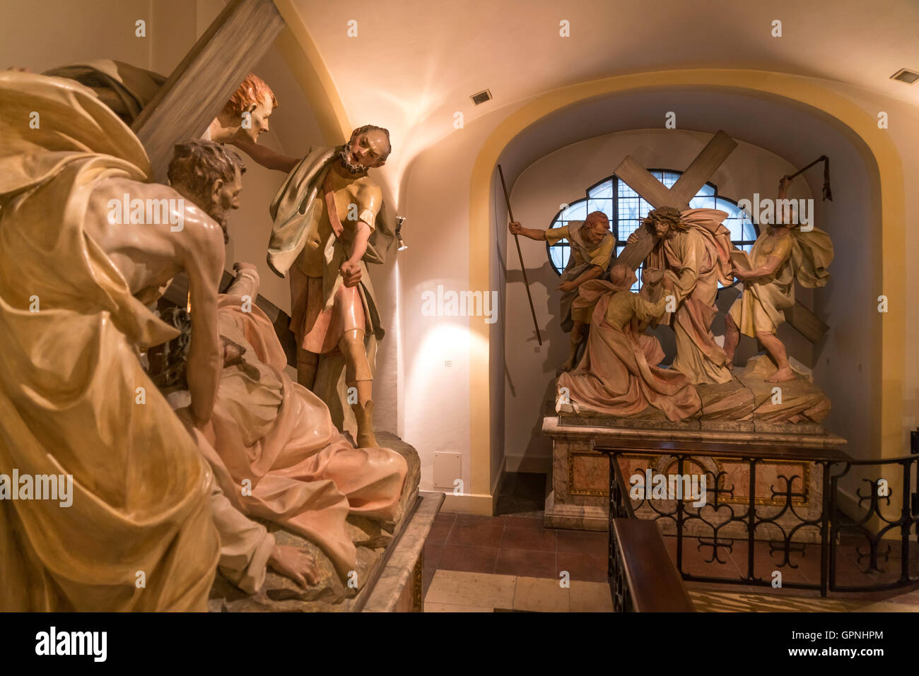 Station of the Cross in the lower church, Bürgersaal Citizen's Hall in Munich, Bavaria, Germany Stock Photo