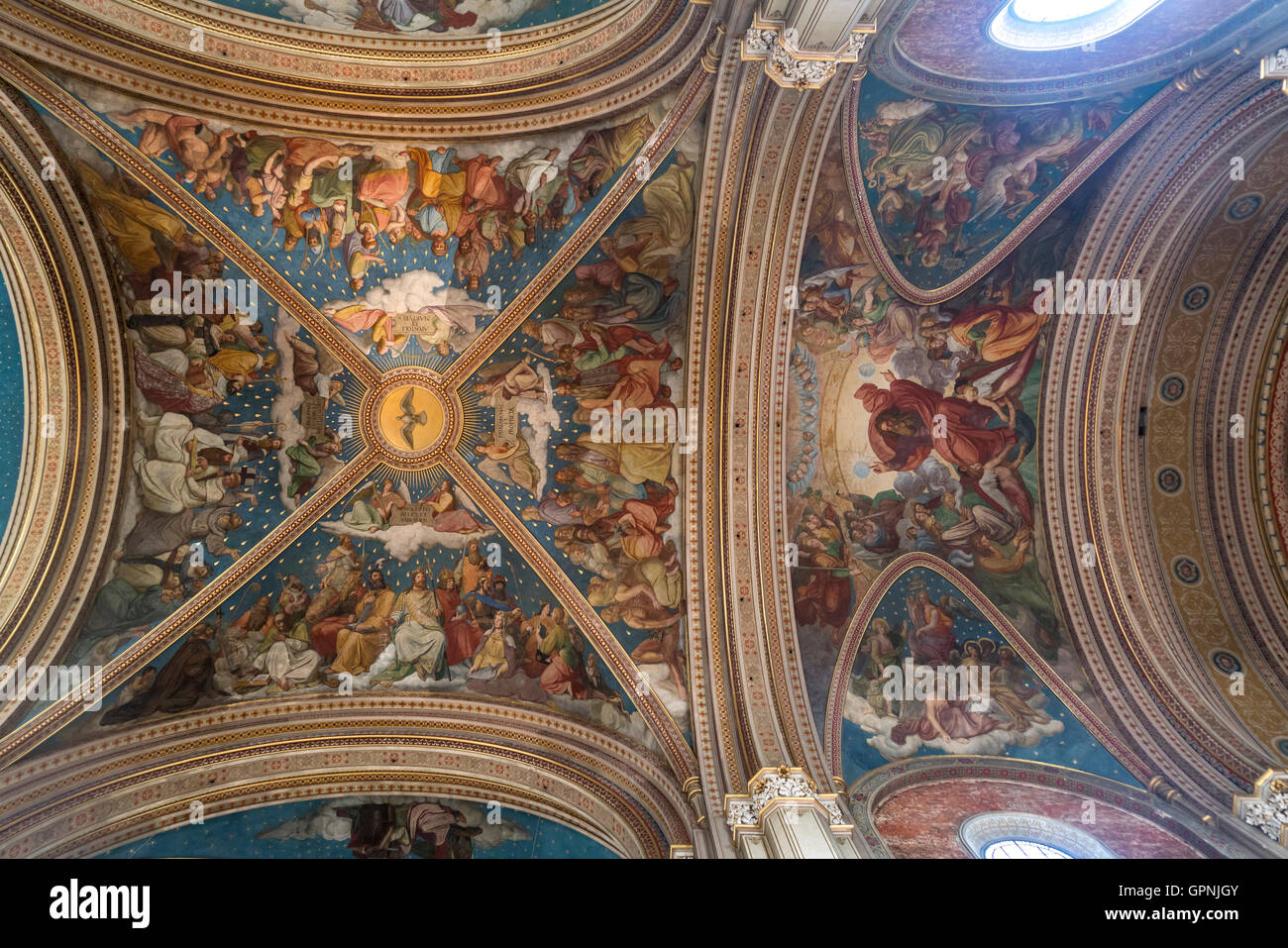 ceiling fresco of the Church St. Louis or Ludwigskirche in Munich, Bavaria, Germany Stock Photo