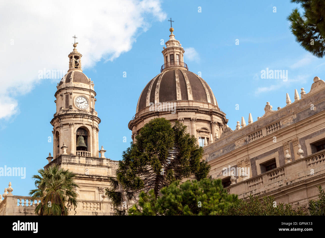 Catania's Cathedral - Close up of the roof line and Doumo Stock Photo