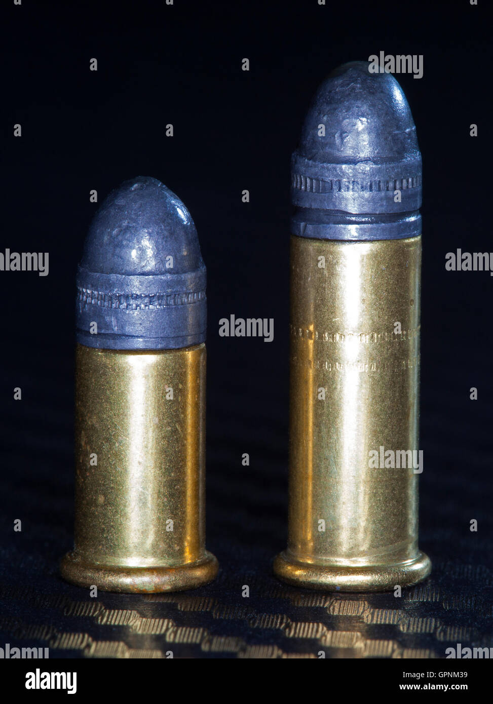 Two cartridges that are rimfire and used in twenty two caliber firearms
