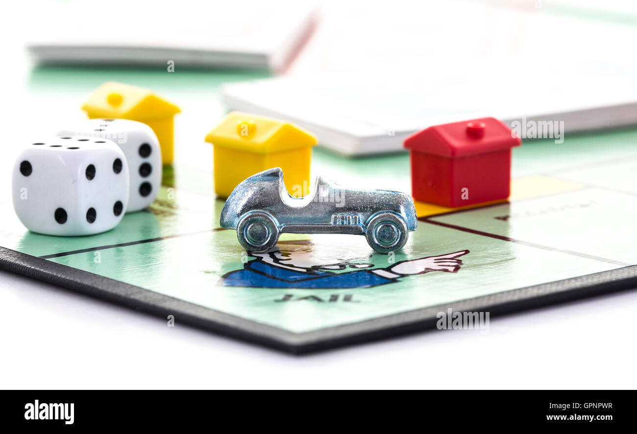 Monopoly Board Game showing Go To Jail Stock Photo