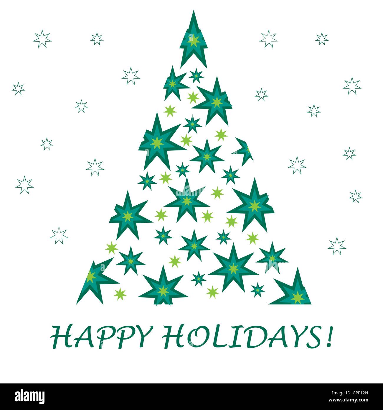Vector illustration of Christmas tree with stars on a light background ...