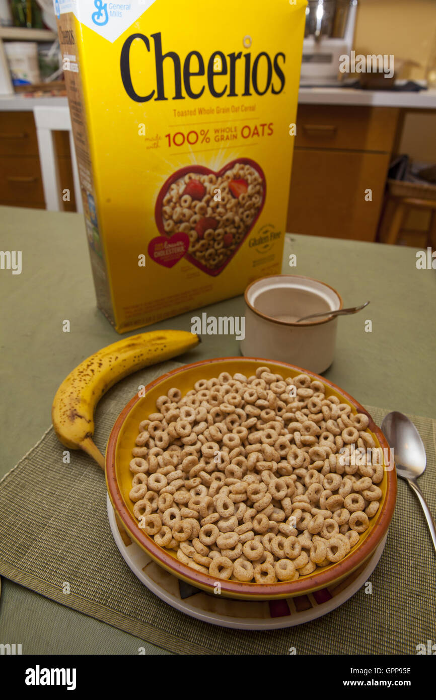 Cheerios is one of the most popular dry cereals made in the USA Stock