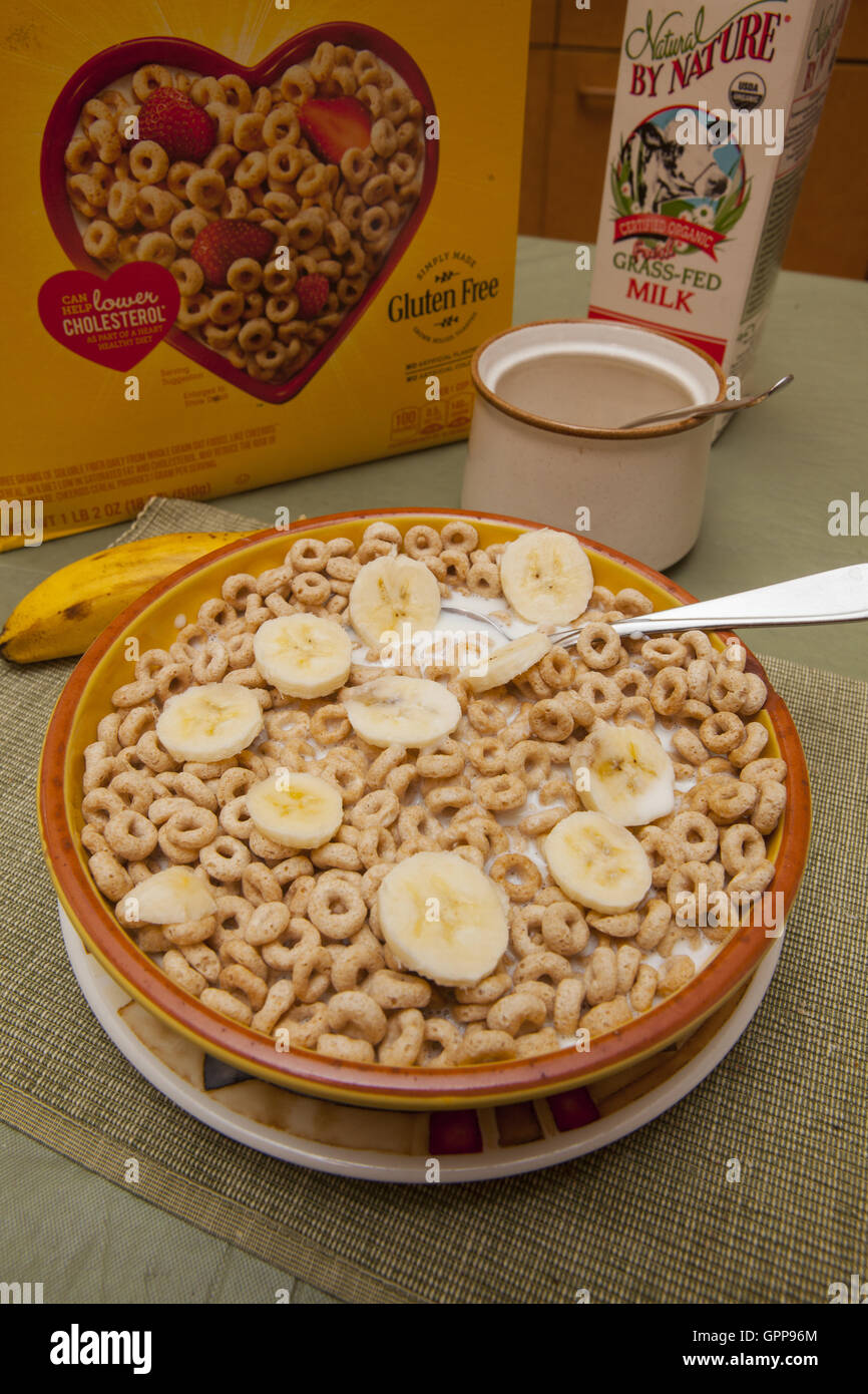 Cheerios is one of the most popular dry cereals made in the USA Stock