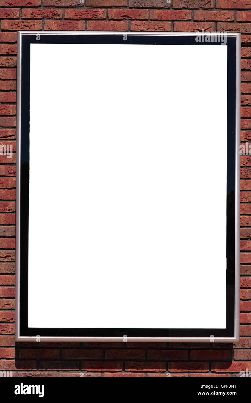 Empty billboard with on a red brick wall Stock Photo