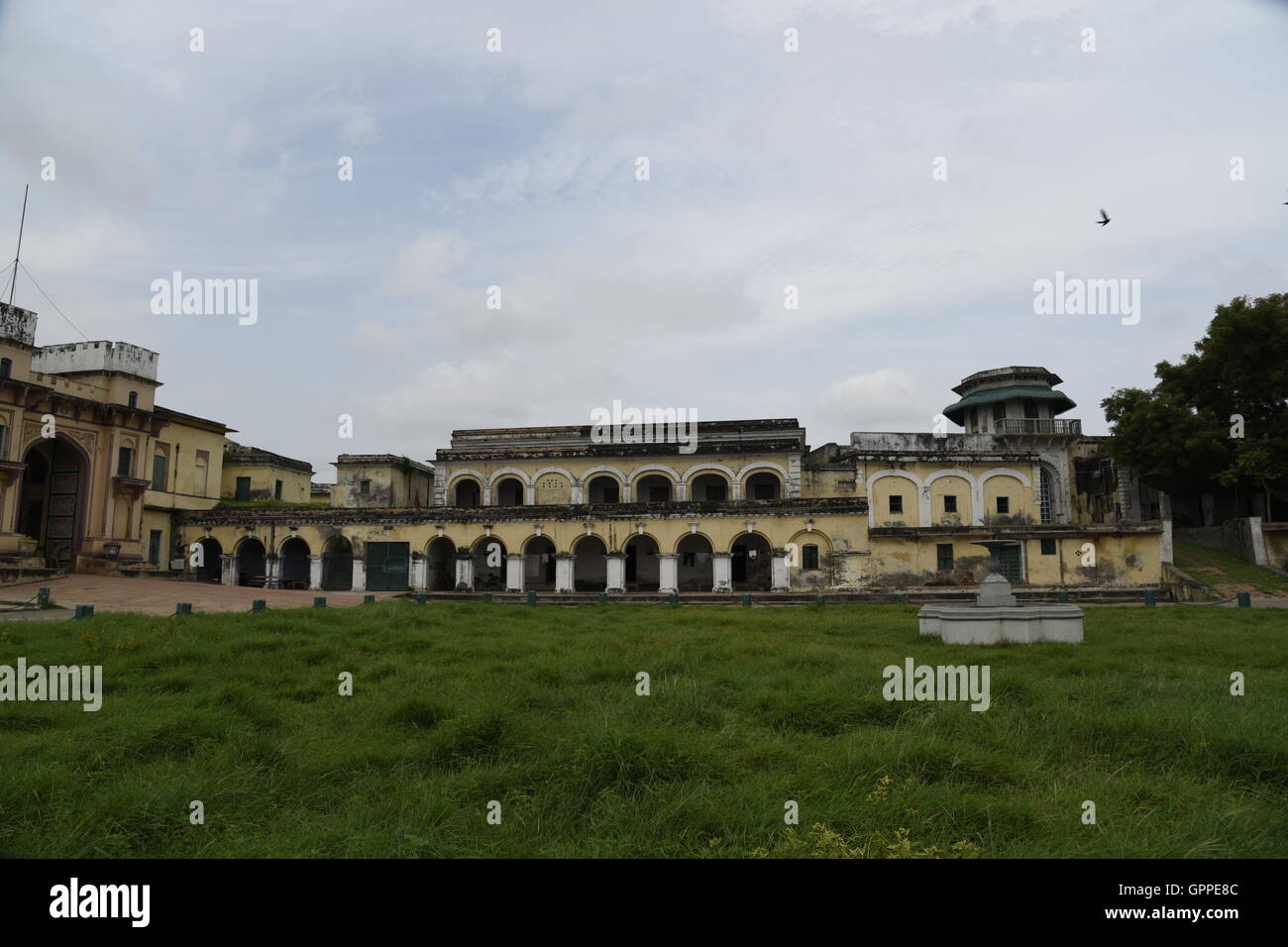 Beautiful Ramnagar fort  with colorful incredible detailed architecture in Varanasi or banaras near sarnath Uttar Pradesh India Stock Photo