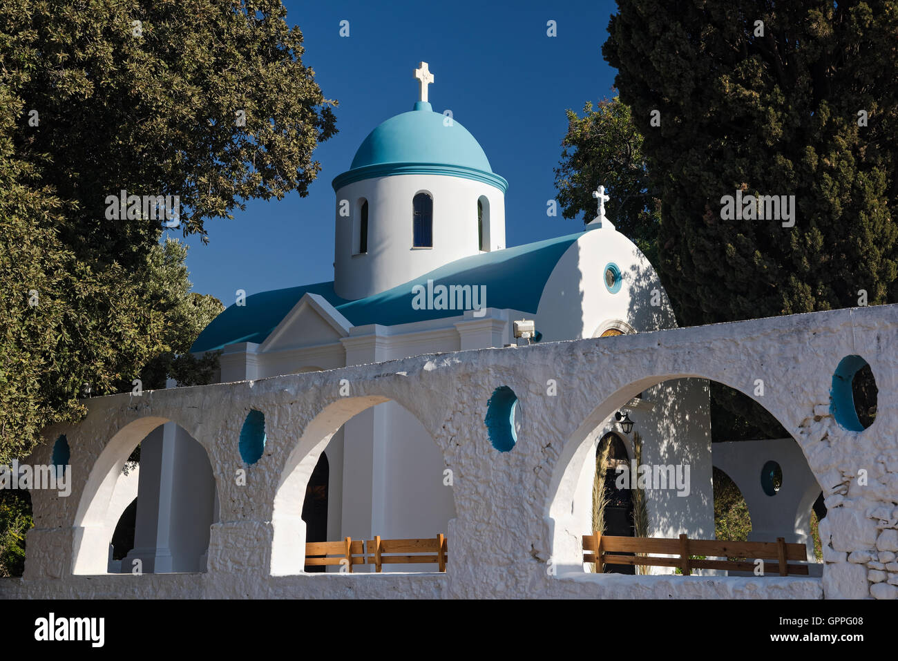 Small traditional church in Kos island, Greece Stock Photo
