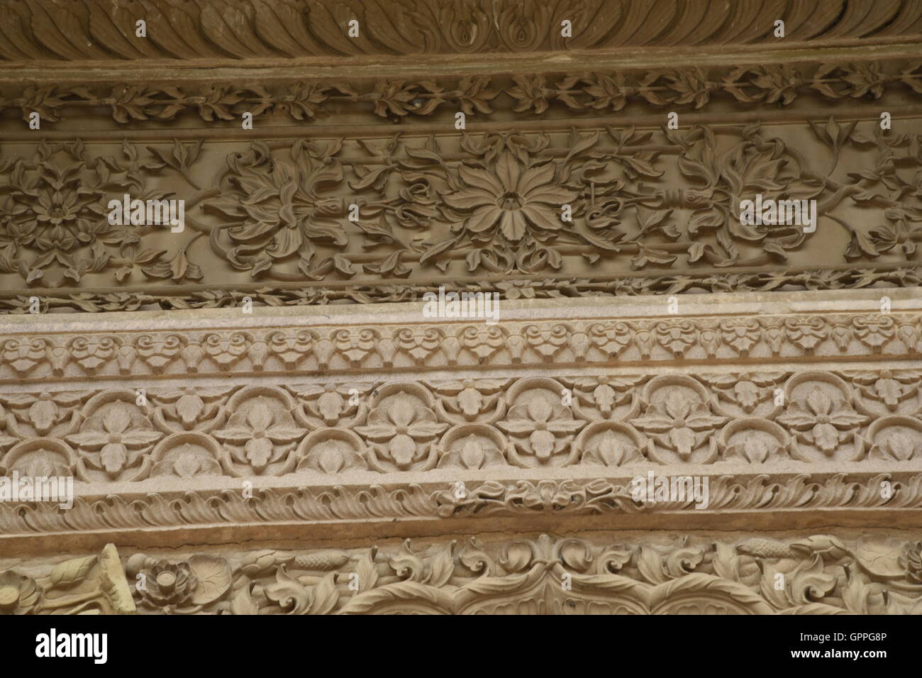 Beautiful Ramnagar fort with colorful incredible detailed architecture in Varanasi or banaras near sarnath Uttar Pradesh India Stock Photo