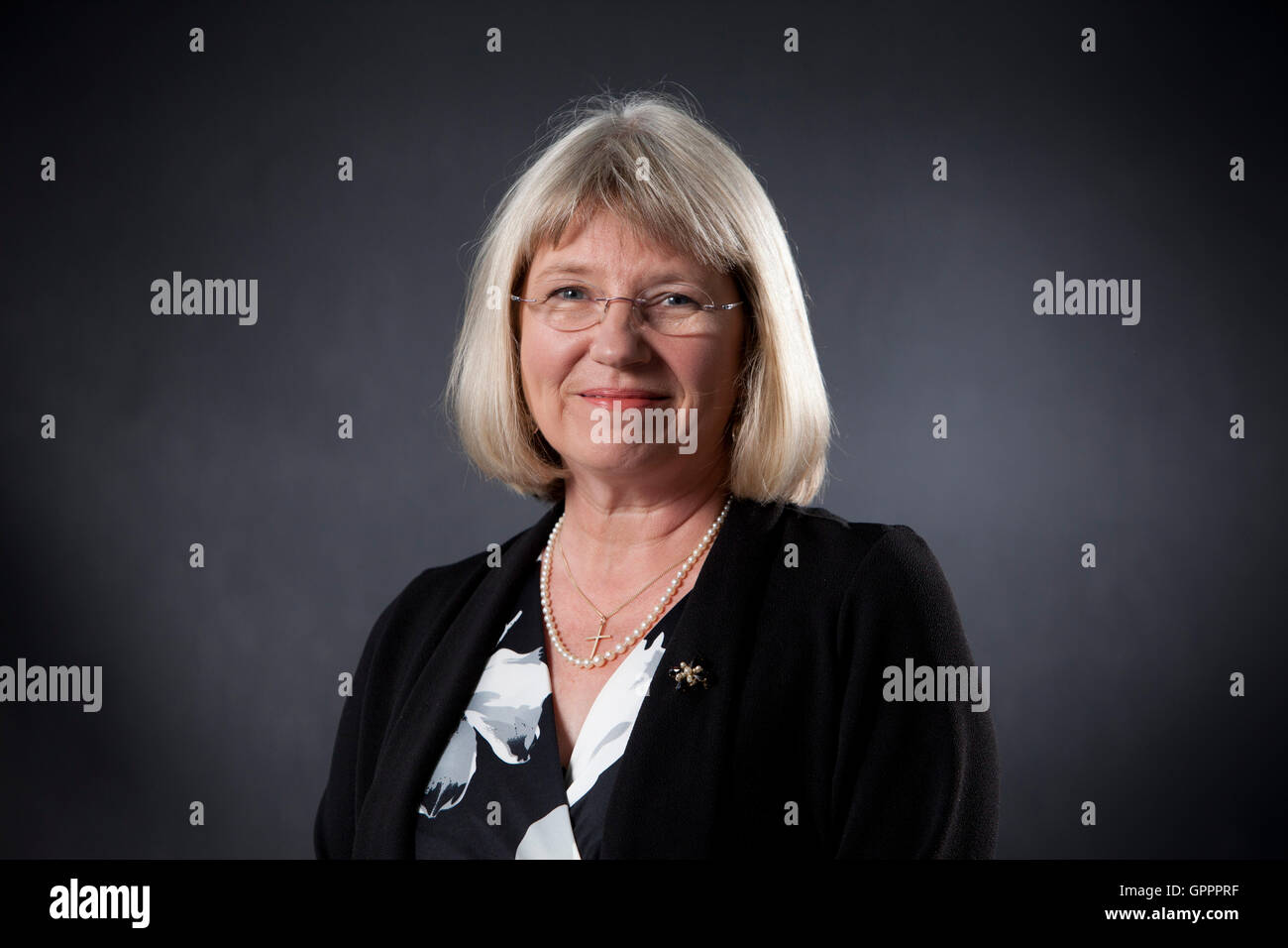 Juliet R. V. Barker FRSL, the English historian, specialising in the Middle Ages and literary biography, at the Edinburgh International Book Festival. Edinburgh, Scotland. 20th August 2016 Stock Photo