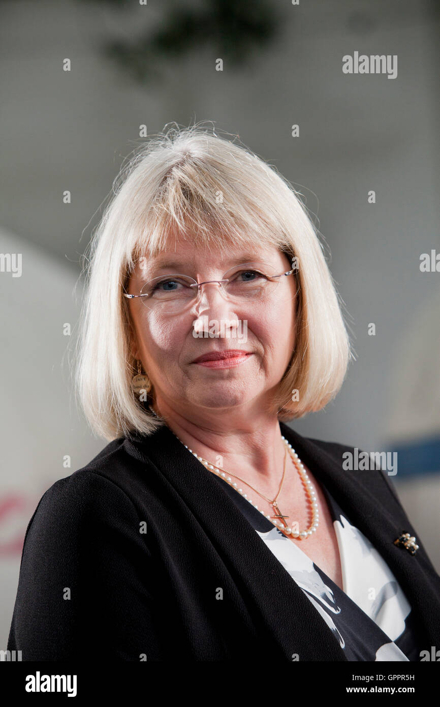 Juliet R. V. Barker FRSL, the English historian, specialising in the Middle Ages and literary biography, at the Edinburgh International Book Festival. Edinburgh, Scotland. 20th August 2016 Stock Photo