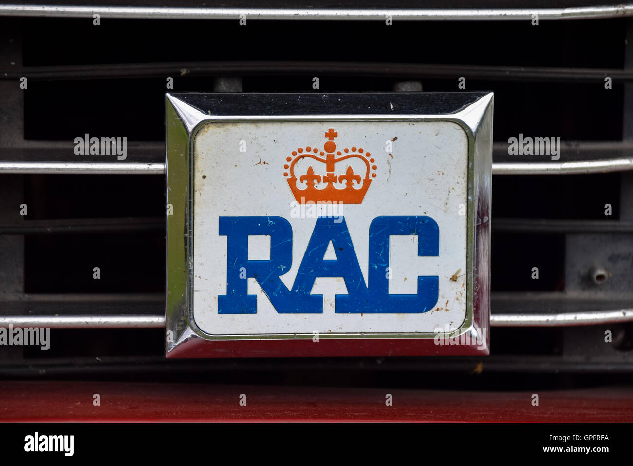 Vintage RAC badge on the front of a car Stock Photo