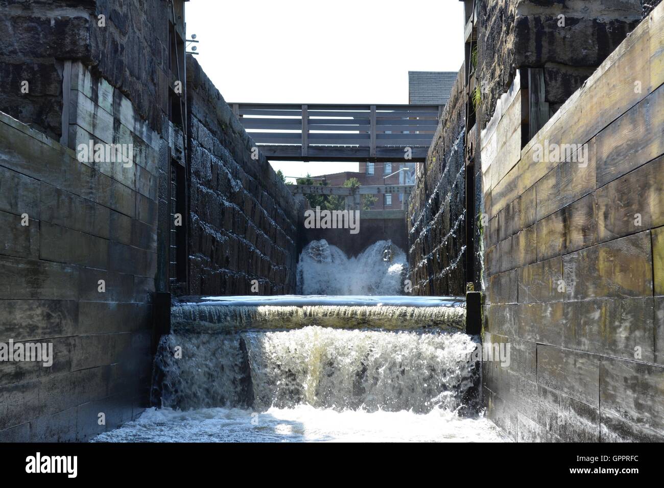 A view of locks, dams, and canals at the Lowell National Historic Park