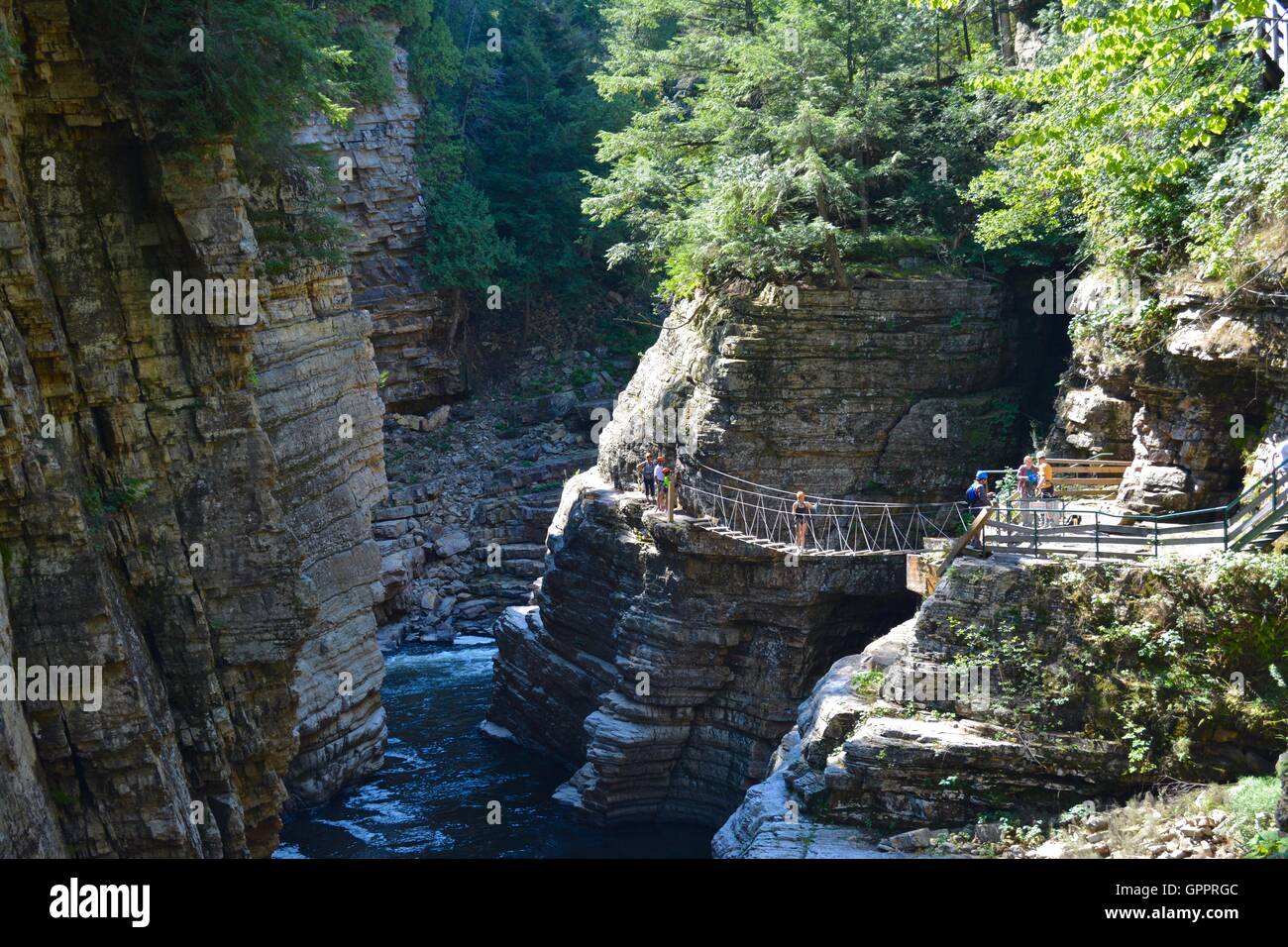 AuSable Chasm along the AuSable River in Upstate New York, along Lake Champlain. Stock Photo