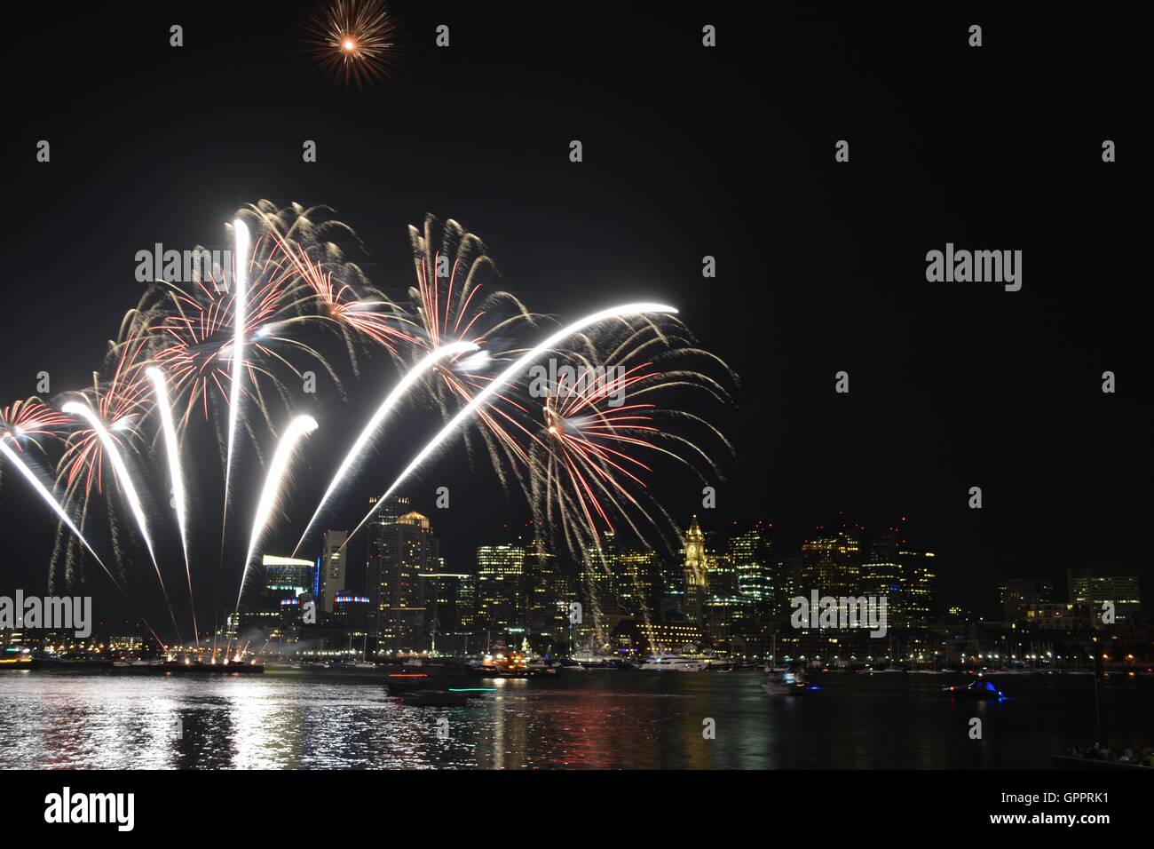 Labor Day fireworks over Boston Harbor in Boston, Massachusetts Stock
